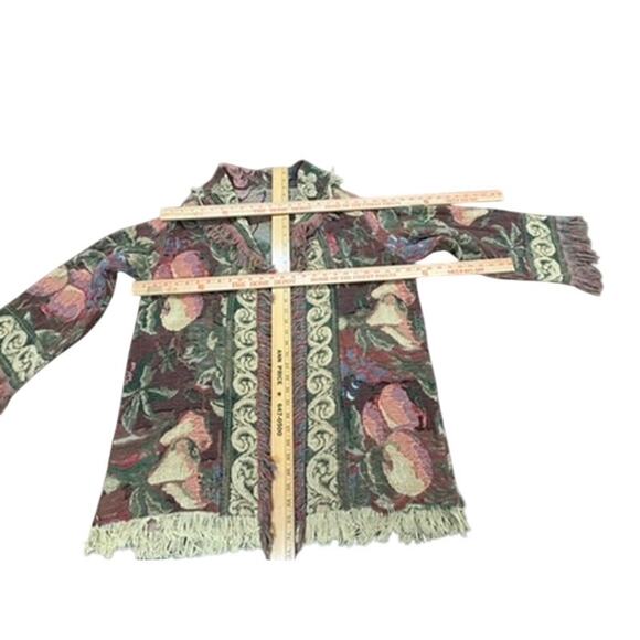 "UNKNOWN HANDMADE" Unique SZ L ? Blanket Cardigan Strings Fruits Boho Gypsy VTG - Picture 7 of 12
